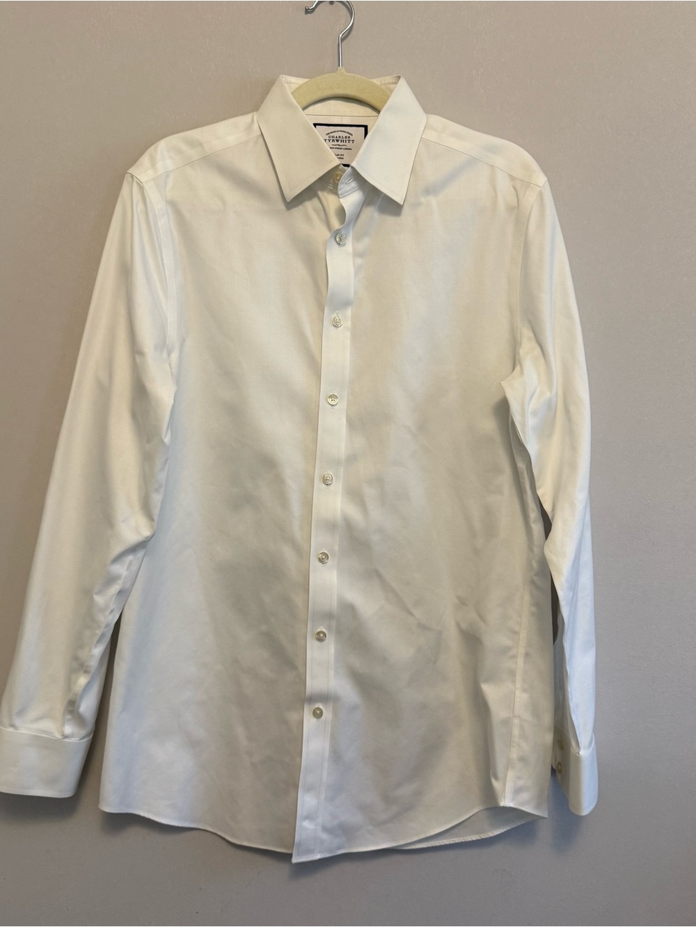 Charles Tyrwhitt White Long-Sleeve Dress Shirt non iron slim fit men